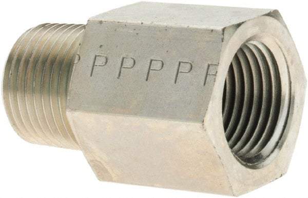 Parker - 3/8 Male Thread x 3/8 Female Thread, Steel Industrial Pipe Adapter - MNPTF x FNPTF, 6,000 psi - Industrial Tool & Supply