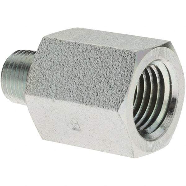 Parker - 1/8 Male Thread x 1/4 Female Thread, Steel Industrial Pipe Adapter - MNPTF x FNPTF, 6,000 psi - Industrial Tool & Supply