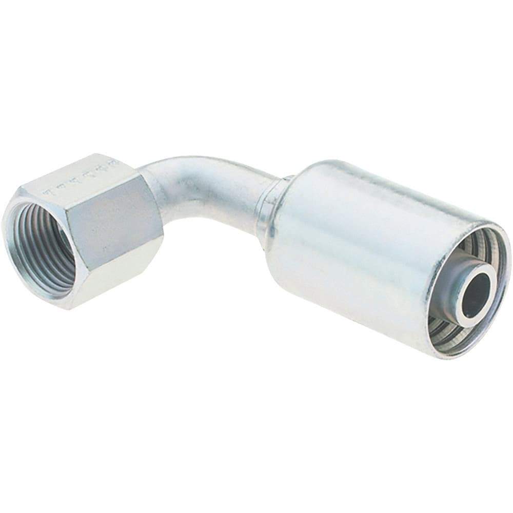 Parker - 3/4-16 Female JIC Steel Hydraulic Hose Female JIC Swivel & 90° Elbow - -8 Hose Size, 1/2" Hose Diam - Industrial Tool & Supply