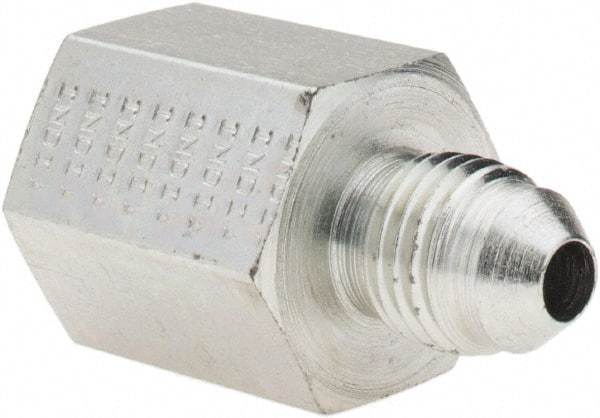 Parker - 1/4" Tube OD, 37° Steel Flared Tube Female Adapter - 1/4-18 NPTF, Flare x NPTF Ends - Industrial Tool & Supply