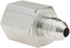 Parker - 1/4" Tube OD, 37° Steel Flared Tube Female Adapter - 1/4-18 NPTF, Flare x NPTF Ends - Industrial Tool & Supply