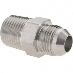 Parker - 1/2" Tube OD, 37° Stainless Steel Flared Tube Male Adapter - 1/2-14 NPTF, Flare x NPTF Ends - Industrial Tool & Supply