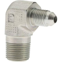 Parker - 1/4" Tube OD, 37° Steel Flared Tube 90° Elbow - 3/8-18 NPTF, Flare x NPTF Ends - Industrial Tool & Supply