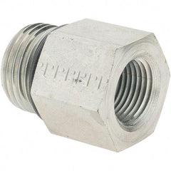 Parker - 7/8-14 Male Thread x 3/8 Female Thread, Zinc Plated Steel Industrial Pipe Adapter - Male Straight Thread O-Ring x Female NPTF, 5,000 psi - Industrial Tool & Supply