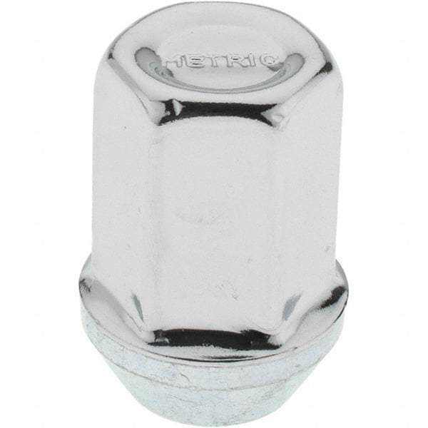 Value Collection - M12-1.5 Stainless Steel Finish Capped Wheel Nut - 19mm Hex, 32mm Overall Length, 60° Seat Angle - Industrial Tool & Supply