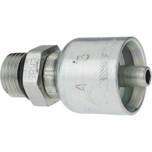 Parker - 9/16-18 Male ORB Steel Hydraulic Hose Male Rigid Fitting - -4 Hose Size, 1/4" Hose Diam - Industrial Tool & Supply
