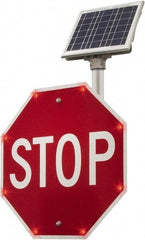 TAPCO - "Stop", 36" Wide x 36" High, Metal Stop & Yield Signs - White on Red, Diamond Grade Reflectivity, Octagon, Post Mount - Industrial Tool & Supply