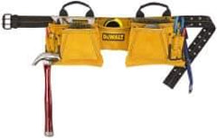 DeWALT - 29 to 46" Waist Apron - 12 Pocket, Yellow, Leather - Industrial Tool & Supply