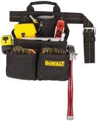 DeWALT - 29 to 46" Waist Nail & Tool Pouch - 6 Pocket, Black, Polyester - Industrial Tool & Supply