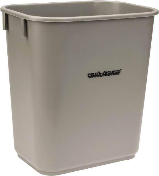 PRO-SOURCE - 14 Qt Gray Rectangle Trash Can - Polyethylene, 12-1/4" High x 8-1/4" Long x 11-1/4" Wide - Industrial Tool & Supply