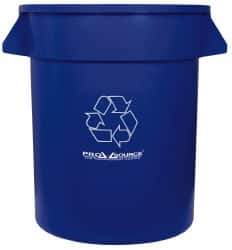 PRO-SOURCE - 20 Gal Blue Round Recycling Container - Polyethylene, 23" High - Industrial Tool & Supply