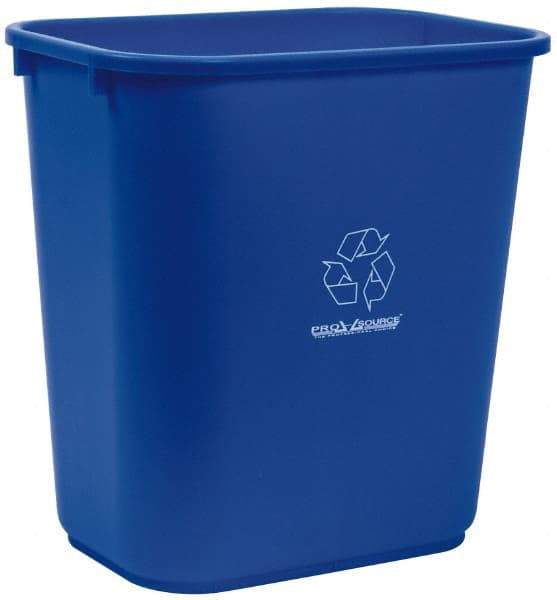 PRO-SOURCE - 28 Qt Blue Rectangle Recycling Container - Polyethylene, 15" High x 10-1/2" Long x 15" Wide - Industrial Tool & Supply