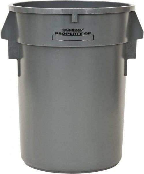 PRO-SOURCE - 32 Gal Round Trash Can - 31-3/4 Inch High, Gray, Polyethylene, Vented Rib Style, USDA Approved - Industrial Tool & Supply