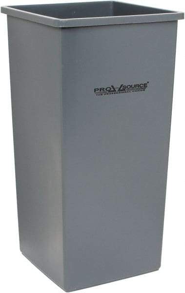 PRO-SOURCE - 32 Gal Gray Square Trash Can - Polyethylene, 31-3/4" High - Industrial Tool & Supply