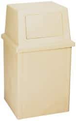 PRO-SOURCE - 35 Gal Beige Rectangle Trash Can - Polyethylene, 39-1/2" High - Industrial Tool & Supply