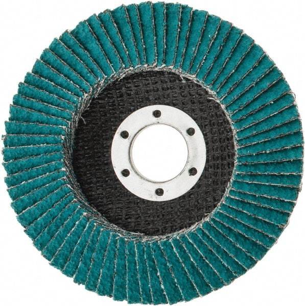 3M - 36 Grit, 4-1/2" Disc Diam, 7/8" Center Hole, Type 29 Zirconia Alumina Flap Disc - 13,300 Max RPM, Cloth Backing, Arbor Attaching System, Coated - Industrial Tool & Supply