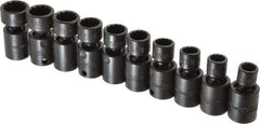 Proto - 10 Piece 3/8" Drive Standard Impact Socket Set - 12 Points, 10 to 19mm, Metric Measurement Standard - Industrial Tool & Supply