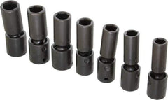 Proto - 7 Piece 1/2" Drive Deep Impact Socket Set - 6 Points, 13 to 19mm, Metric Measurement Standard - Industrial Tool & Supply