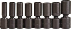 Proto - 8 Piece 1/2" Drive Deep Impact Socket Set - 6 Points, 1/2 to 15/16", Inch Measurement Standard - Industrial Tool & Supply