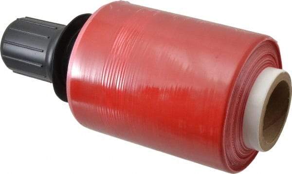 Stretch Associates - 5" x 1,000' 80 Gauge Red Bundling Stretch Film with Dispenser - 4 Piece, 80 Gauge, Red - Industrial Tool & Supply