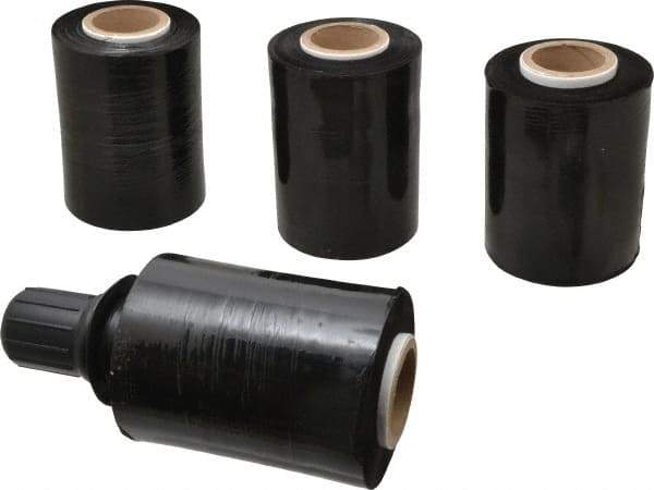 Stretch Associates - 5" x 1,000' 80 Gauge Black Bundling Stretch Film with Dispenser - 4 Piece, 80 Gauge, Black - Industrial Tool & Supply