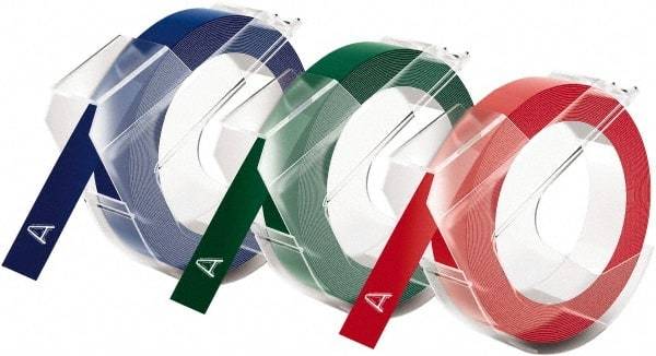 Dymo - Red, Green, Blue Embossing Tape - For DYMO Office Express & Office Mate Embossers - Industrial Tool & Supply