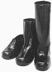 Tingley - Men's 12.5-14 Chemical Resistant Overshoes - Plain Toe, Nonslip & Cleated Sole, Rubber Upper, Black, Rubber Button - Industrial Tool & Supply