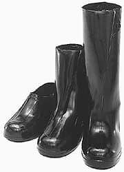 Tingley - Men's 9.5-11 Chemical Resistant Overshoes - Plain Toe, Nonslip & Cleated Sole, Rubber Upper, Black, Rubber Button - Industrial Tool & Supply