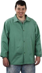 Steel Grip - Size L Welding & Flame Resistant/Retardant Jacket - Green, Cotton, Snaps Closure, 44 to 46" Chest - Industrial Tool & Supply