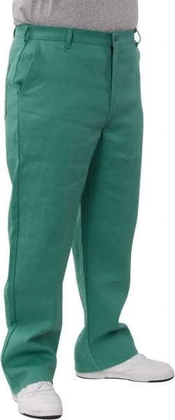 PRO-SAFE - Cotton Flame Resistant/Retardant Pants - Zipper Closure, 3 Pockets, 30" Waist, 32" Inseam, Green - Industrial Tool & Supply