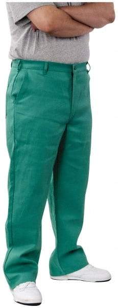 PRO-SAFE - Cotton Flame Resistant/Retardant Pants - Zipper Closure, 3 Pockets, 32" Waist, 32" Inseam, Green - Industrial Tool & Supply