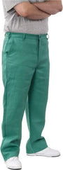 PRO-SAFE - Cotton Flame Resistant/Retardant Pants - Zipper Closure, 3 Pockets, 38" Waist, 32" Inseam, Green - Industrial Tool & Supply
