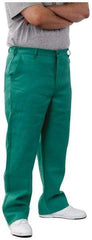 PRO-SAFE - Cotton Flame Resistant/Retardant Pants - Zipper Closure, 3 Pockets, 40" Waist, 32" Inseam, Green - Industrial Tool & Supply