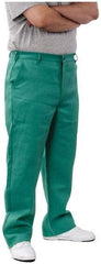 PRO-SAFE - Cotton Flame Resistant/Retardant Pants - Zipper Closure, 3 Pockets, 44" Waist, 32" Inseam, Green - Industrial Tool & Supply