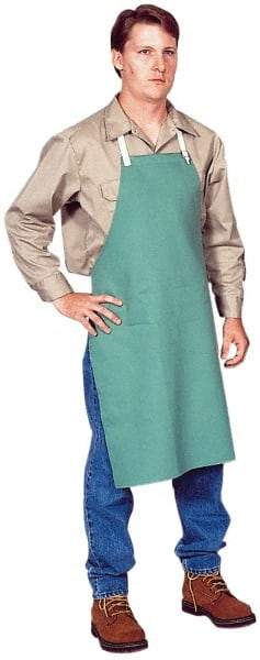 PRO-SAFE - 24 x 36" Flame Resistant/Retardant Bib Apron - Cotton Whipcord, 11 oz Material, Green, 0 Pockets - Industrial Tool & Supply