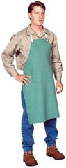PRO-SAFE - 24 x 36" Flame Resistant/Retardant Bib Apron - Cotton Whipcord, 11 oz Material, Green, 0 Pockets - Industrial Tool & Supply