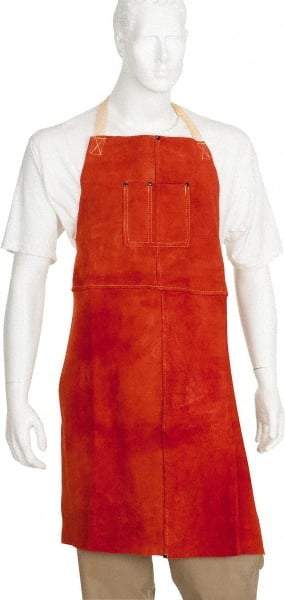 PRO-SAFE - 24 x 36" Flame Resistant/Retardant Bib Apron - Split Leather, 11 oz Material, Gray, 0 Pockets - Industrial Tool & Supply