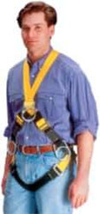 Miller - 400 Lb Capacity, Size Universal, Full Body Construction Safety Harness - Polyester, Mating Leg Strap, Mating Chest Strap, Yellow/Black - Industrial Tool & Supply