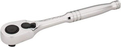 Stanley - 3/8" Drive Pear Head Quick-Release Ratchet - Chrome Finish, 8" OAL - Industrial Tool & Supply