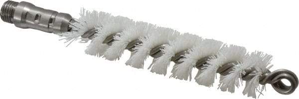 Schaefer Brush - 4-1/2" Long x 1" Diam Nylon Tube Brush - Single Spiral, 7" OAL, 0.018" Filament Diam, 1/4" Shank Diam - Industrial Tool & Supply