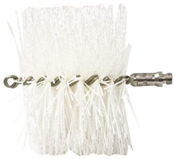 Schaefer Brush - 4-1/2" Long x 8" Diam Nylon Tube Brush - Single Spiral, 7" OAL, 0.06" Filament Diam, 1/4" Shank Diam - Industrial Tool & Supply