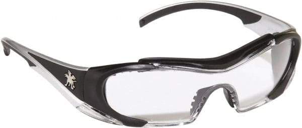 MCR Safety - Clear Lenses, Framed Safety Glasses - Anti-Fog, Scratch Resistant, Black Thermoplastic Rubber Frame, Size Universal, Wrap Around - Industrial Tool & Supply
