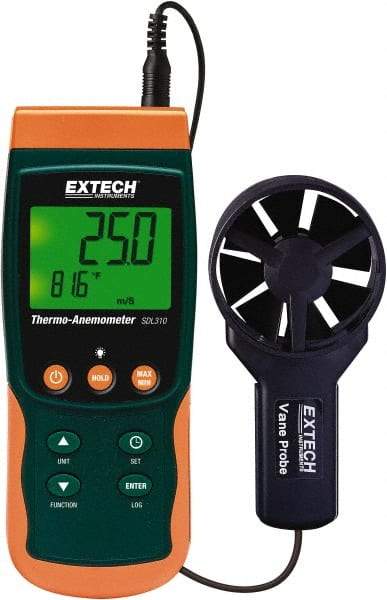 Extech - 0.4 to 25 m/Sec Air Thermo Anemometer - 122°F Max - Industrial Tool & Supply