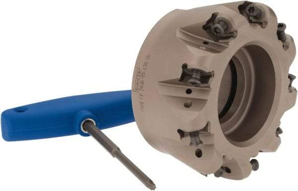 Iscar - 4" Cut Diam, 0.47" Max Depth, 1-1/2" Arbor Hole, 9 Inserts, H400 RNHU 1606 Insert Style, Indexable Copy Face Mill - H400 FR-16 Cutter Style, 2" High, Through Coolant, Series Helido - Industrial Tool & Supply