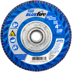 ‎4-1/2 × 5/8 - 11″ BlueFire Plastic Flat Flap Disc Type 27 P60 Grit R884V1 Zirconia Alumina - Industrial Tool & Supply