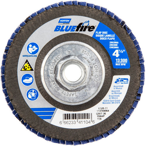 ‎4-1/2″ × 5/8″-11 Type 29 BlueFire Flap Disc - Industrial Tool & Supply