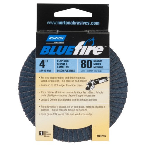 4″ × 5/8″ Flap Disc BlueFire Type 29 Fiberglass Plate 80 Grit - Industrial Tool & Supply