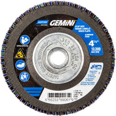 ‎4-1/2 × 5/8 - 11″ Gemini Fiberglass HD Flat Flap Disc Type 27 P80 Grit R766 Zirconia Alumina - Industrial Tool & Supply
