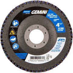 ‎4-1/2 × 7/8″ Gemini Fiberglass HD Flat Flap Disc Type 27 P80 Grit R766 Zirconia Alumina - Industrial Tool & Supply
