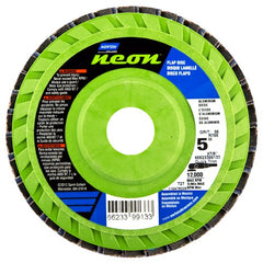5″ × 1/4″ × 7/8″ Neon R766 Flap Disc Type 27 Flat 36 Grit - Industrial Tool & Supply